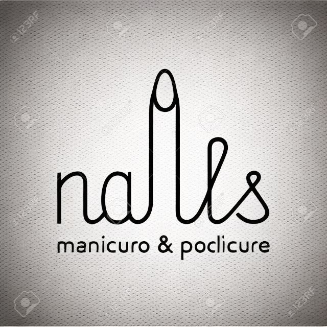 Manicure vector logo. Nonstandard design, hand drawn lettering