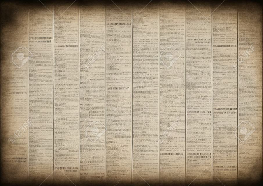 Fundo de textura de papel de jornal antigo. Fundo de jornal vintage borrado. Página texturizada de papel envelhecido. Fundo de papel de notícias de colagem cinza.