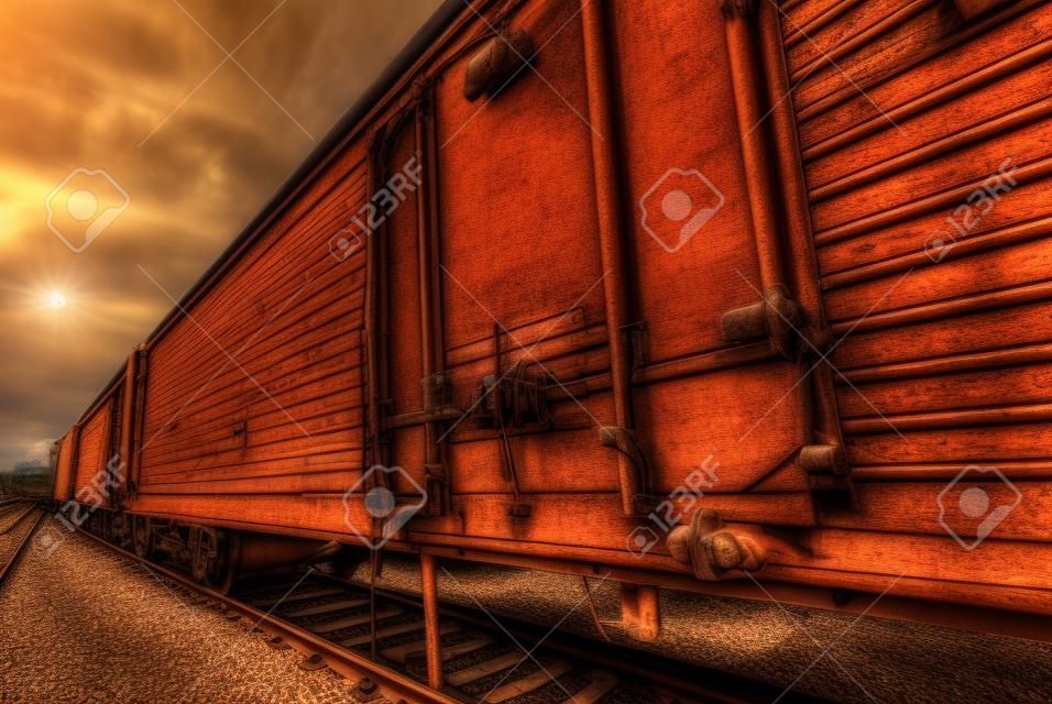 wagon Güterzug wartet auf Abfahrt Großansicht
