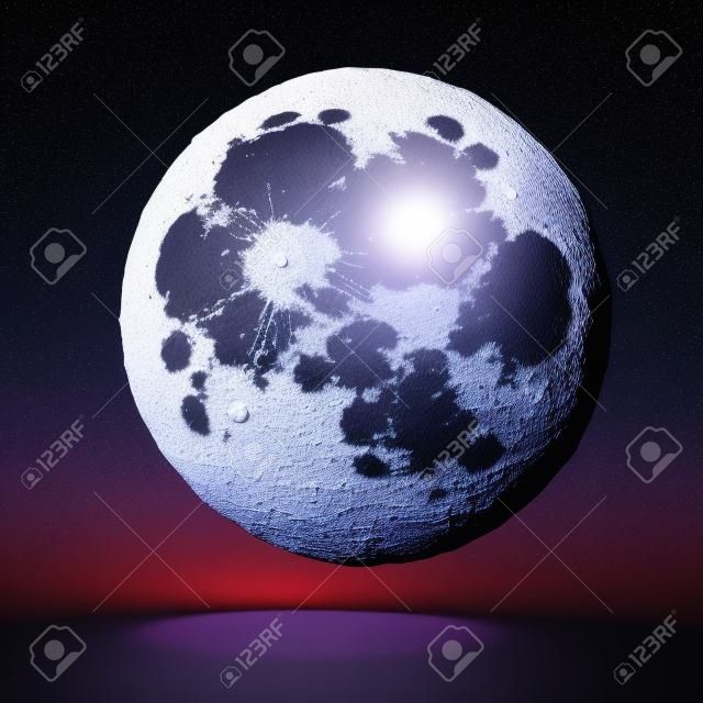 보름달은 흰색 배경에 고립. 3d 렌더링
