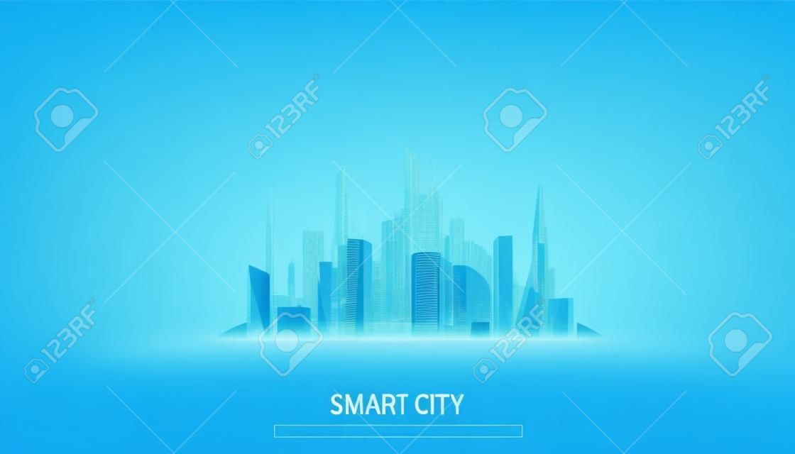 abstrato cidade inteligente construção moderno azul e espaço em um fundo moderno futurista digital