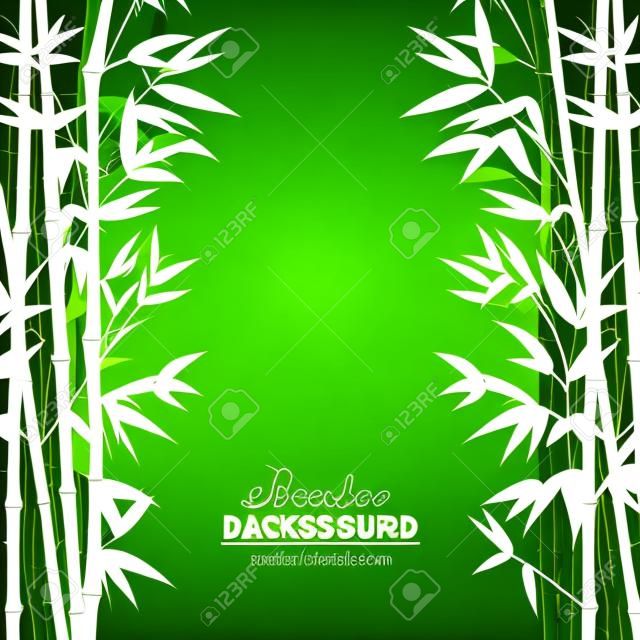 녹색 배경, 디자인 카드 위에 대나무 숲입니다. 벡터 일러스트 레이 션.