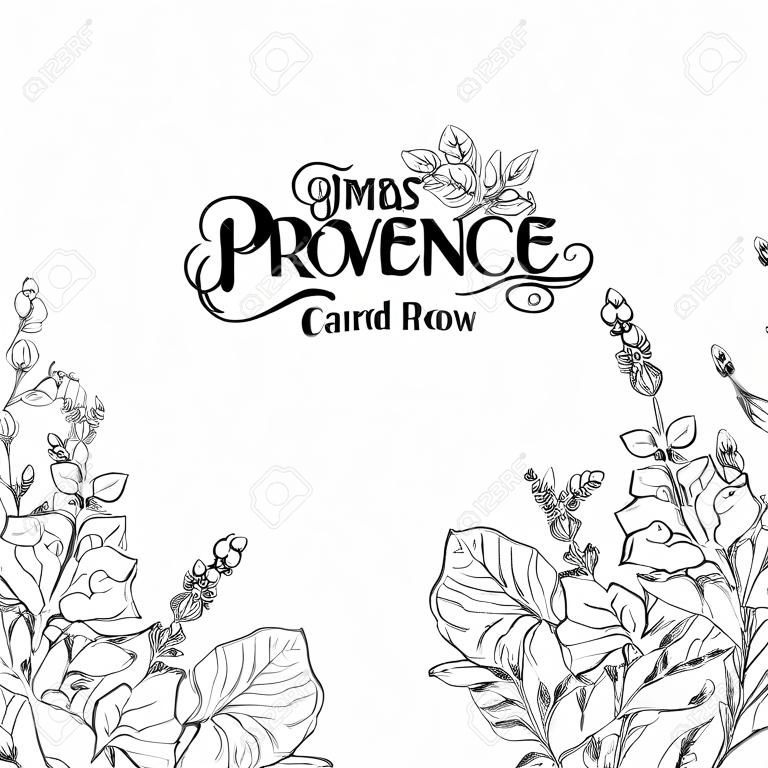 Wedding invitation card with custom sign and flower frame. Lavender frame for provence card. Printable vintage marriage invitation with flowers over white. Vector illustration.