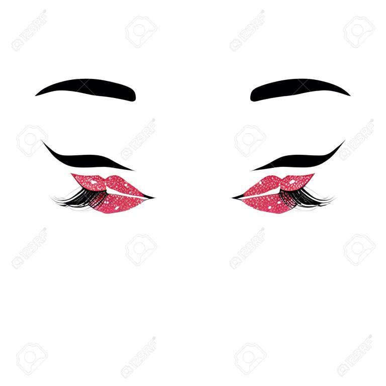Icono de labios rosados y ojos cerrados