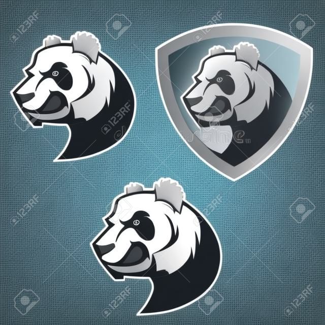 Emblem with panda. Sport team mascot. Design element , label, emblem, sign, badge. Vector illustration.