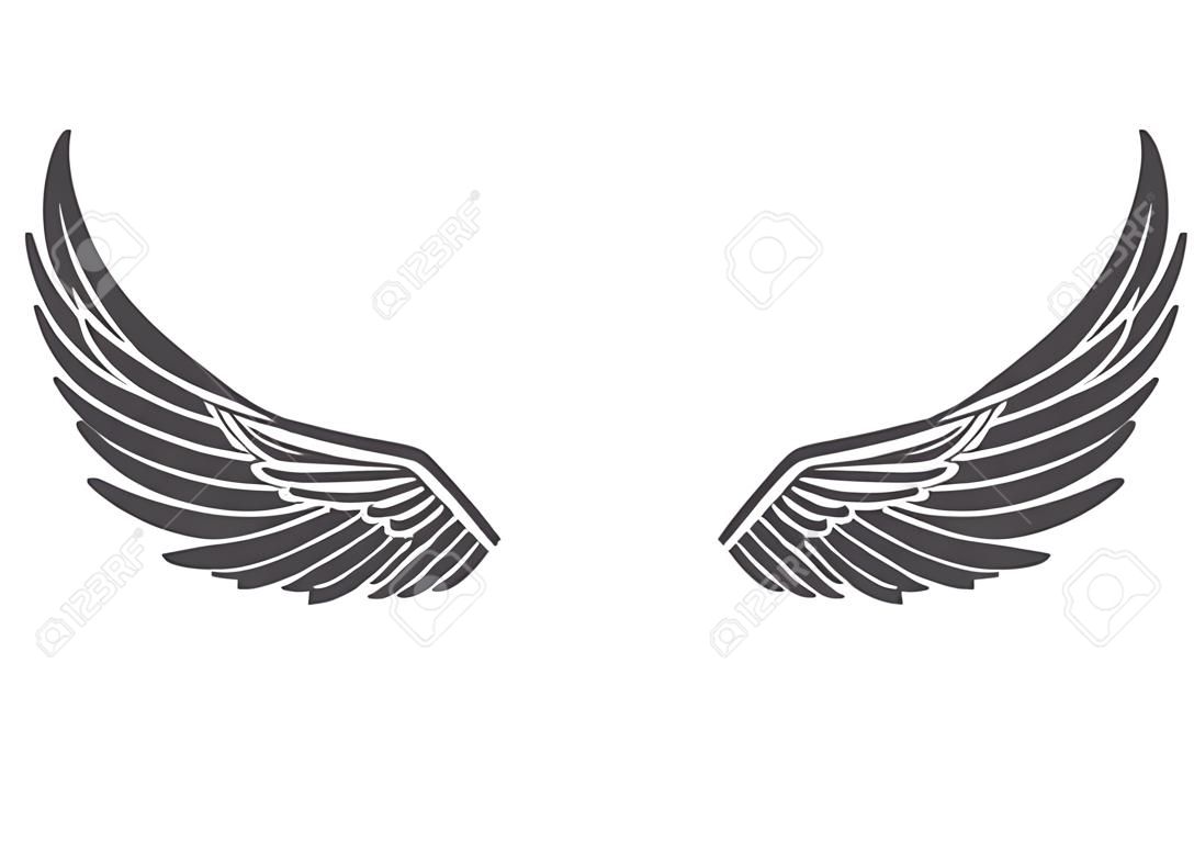 Wings isolated on white background. Design elements for logo, la