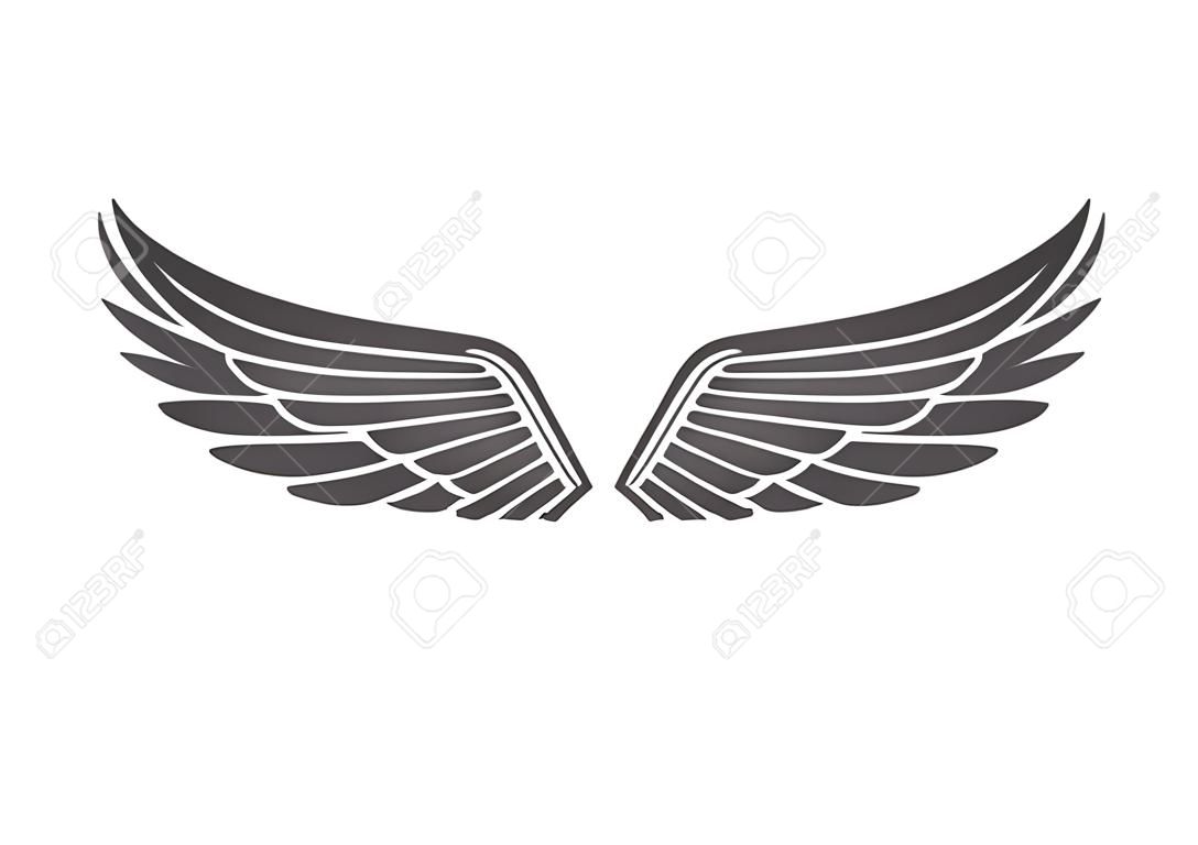 Крылья, изолированных на белом фоне. Элементы дизайна для логотипа, la
