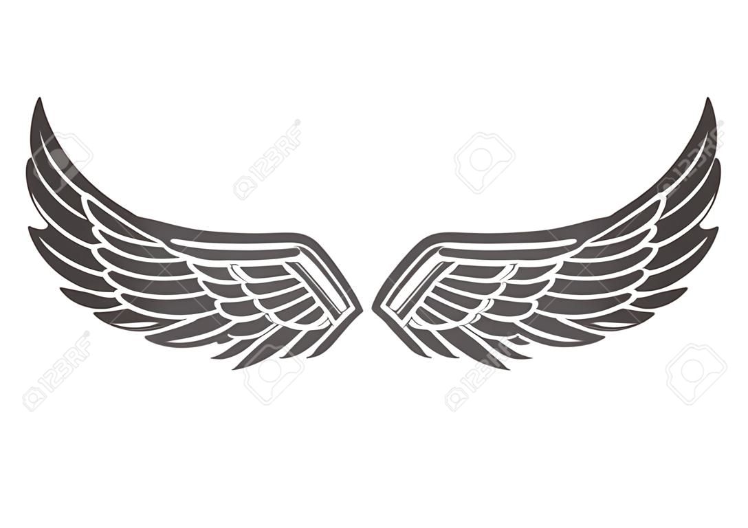 Wings isolated on white background. Design elements for logo, la