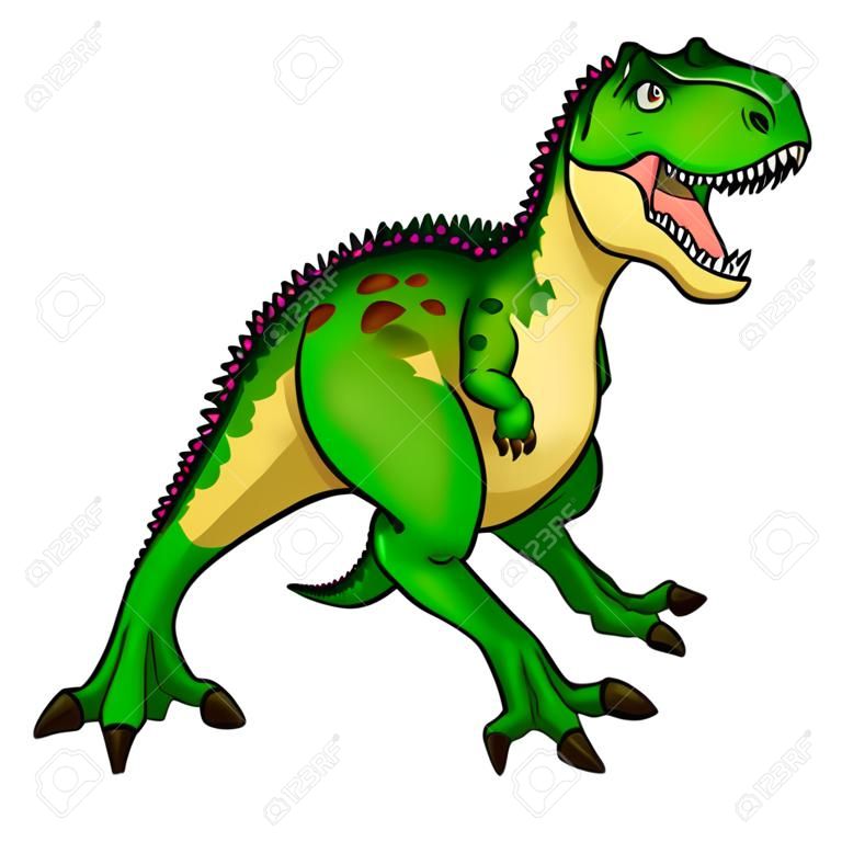 Sevimli çizgi allosaurus. Bir çizgi film dinozor izole illüstrasyon.