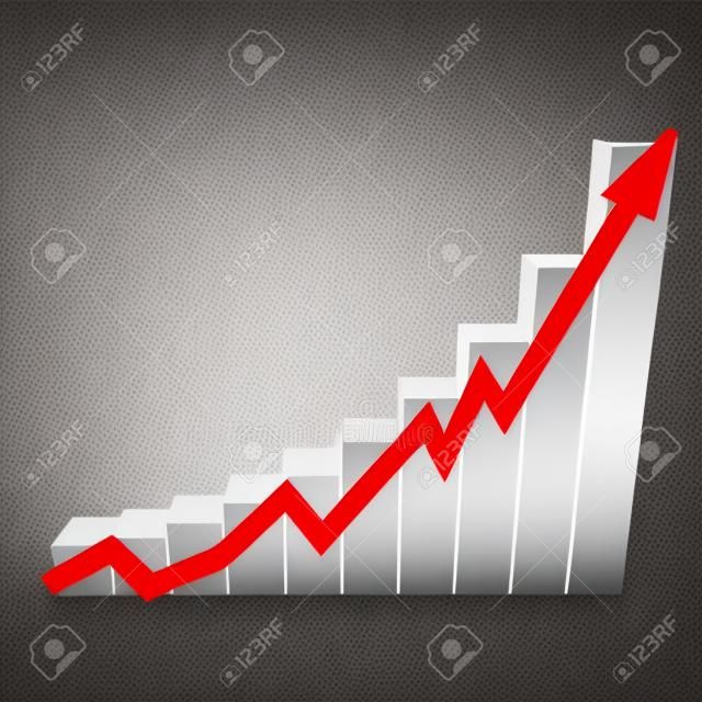 Graphe d'affaires à aller jusqu'à la flèche rouge