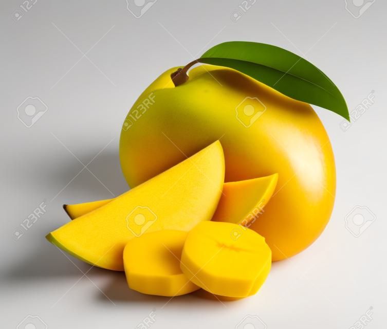 Whole mango banana 3 isolated on white background as package design element