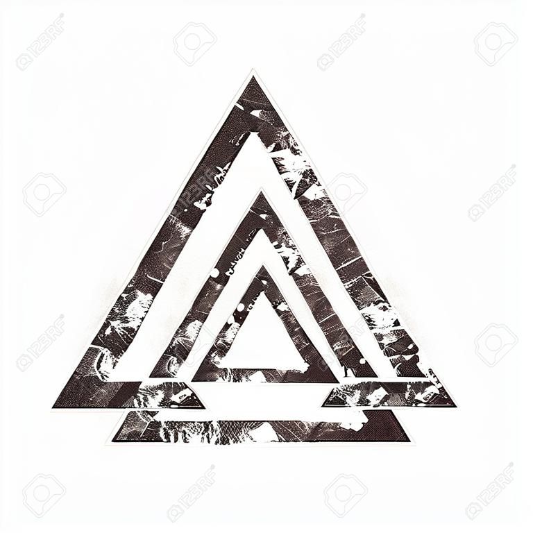 Trzy blokujące trójkąty, grunge, ilustracji wektorowych