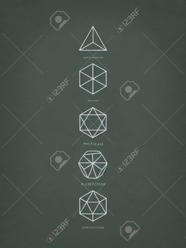 Platonic solids, line design