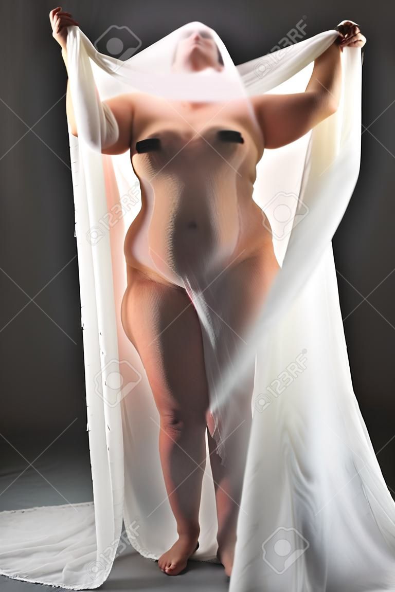 fat woman with white veil