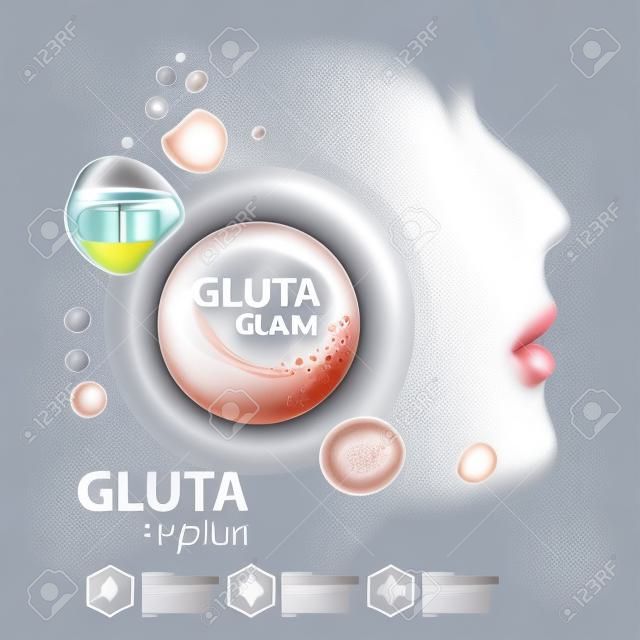 Gluta-Kollagen-Serum-Hautpflege-kosmetische Vektorillustration.