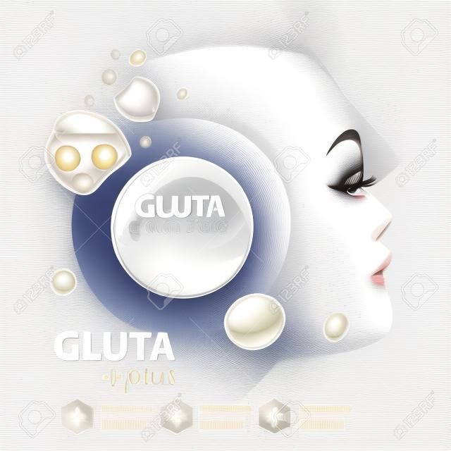 Gluta collageen Serum Huidverzorging Cosmetische vector illustratie.