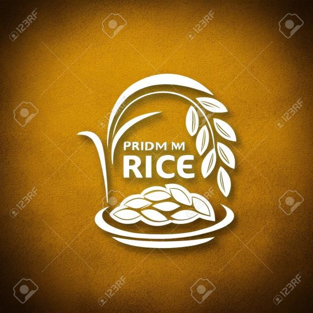 Ryż niełuskany premium organiczny produkt naturalny banner projekt wektor logo
