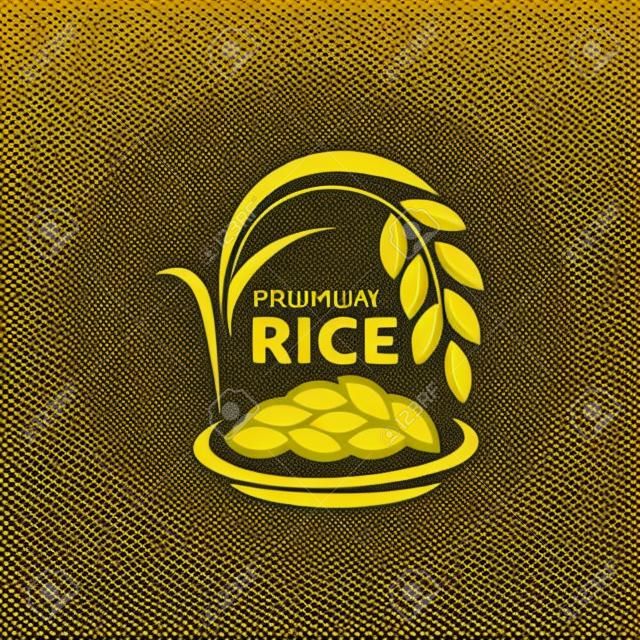 Ryż niełuskany premium organiczny produkt naturalny banner projekt wektor logo