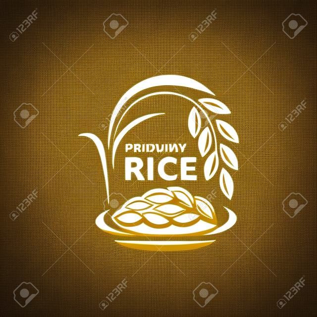 diseño de vector de logotipo de banner de producto natural orgánico premium de arroz paddy