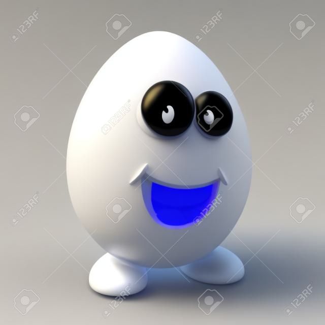 funny cartoon egg 3d character isolated over white 