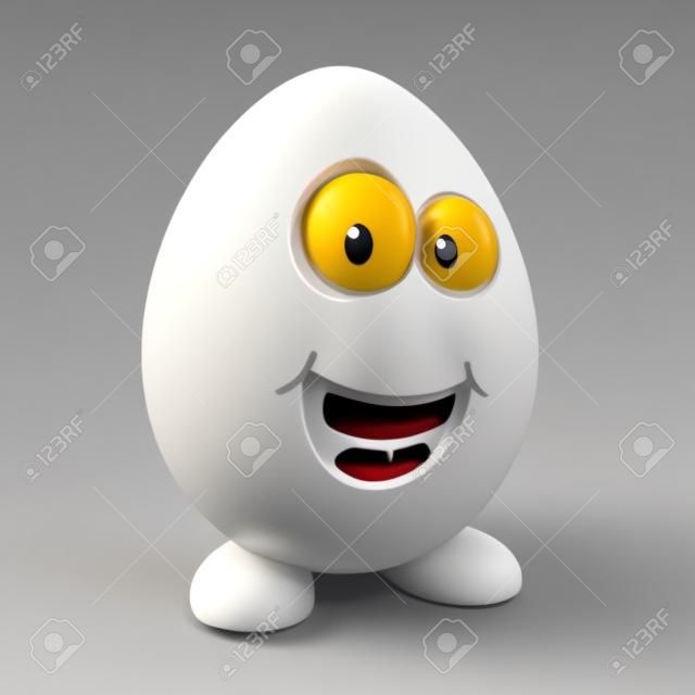 funny cartoon egg 3d character isolated over white 