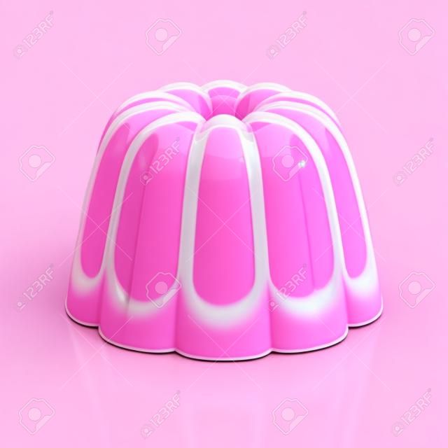 粉色布丁3D白色插图