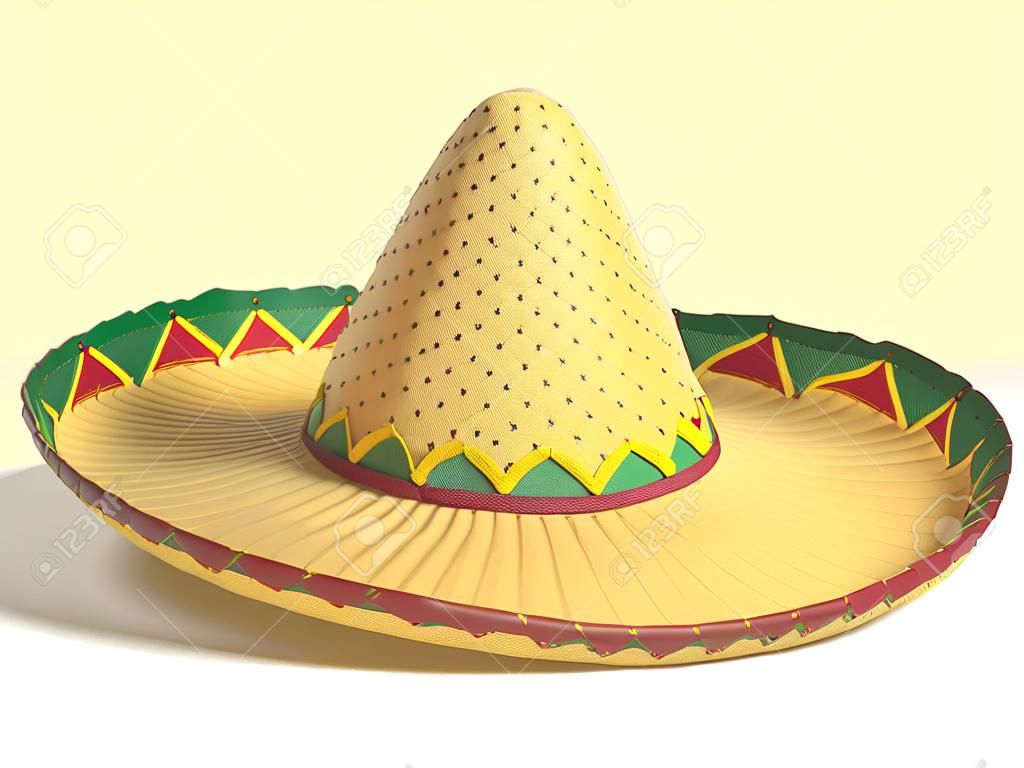 mexican hat sombrero 3d illustration