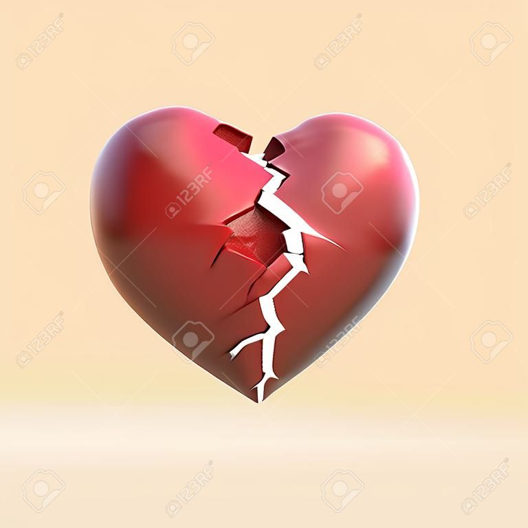 cuore spezzato illustrazione 3D