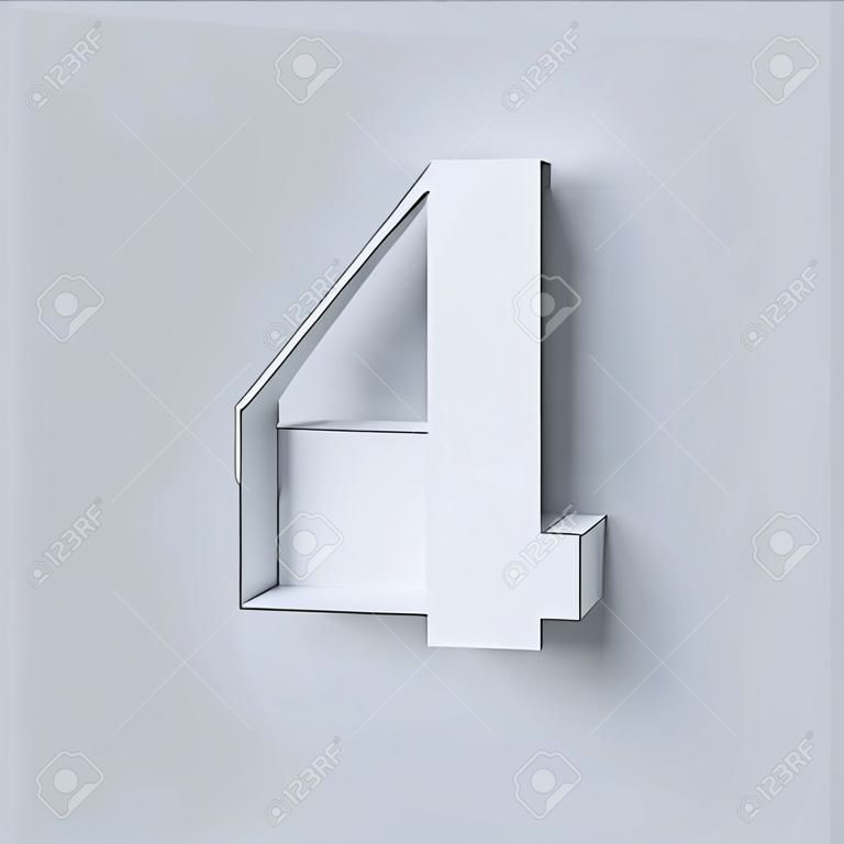 Cut out and rotated font 3d rendering  number 4