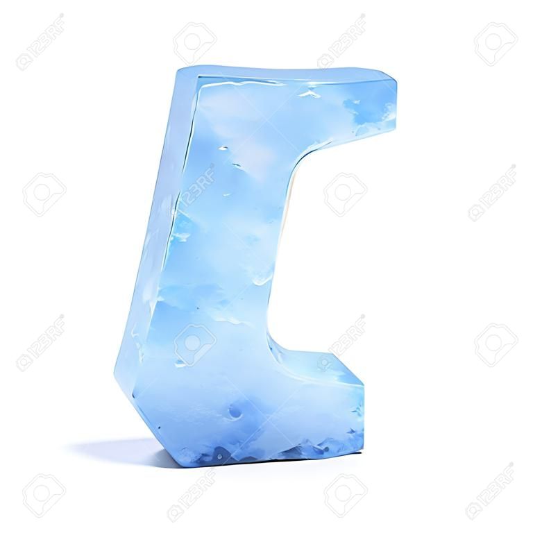 Ice font 3d rendering, letter V