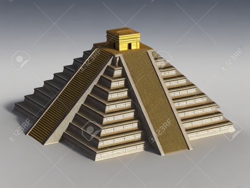 Mayan pyramid front view 3d rendering
