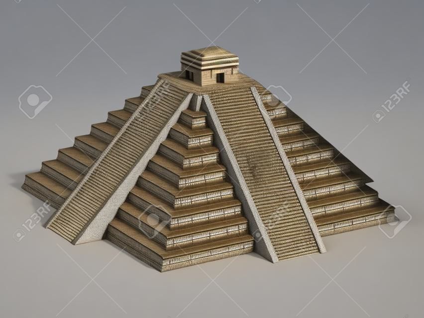 Rappresentazione di vista frontale 3d della piramide maya