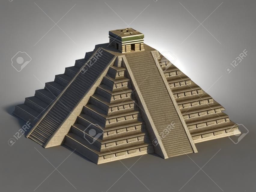 Mayan pyramid front view 3d rendering