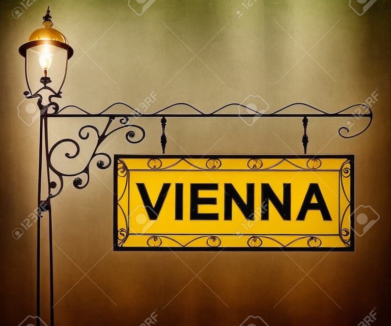 Vienna retro vintage lamppost pointer. Vienna Capital Austria tourism travel.