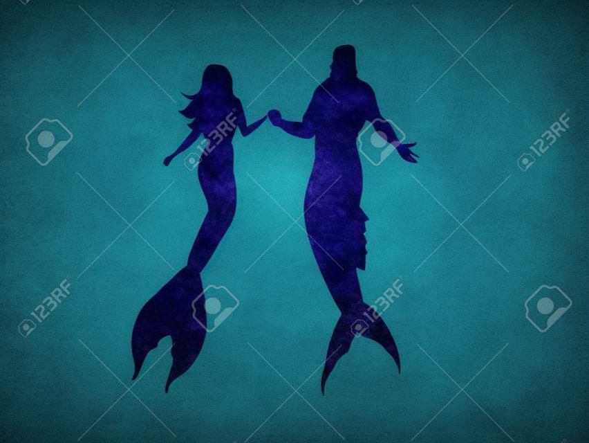 Mermaid man woman silhouette mythology fantasy