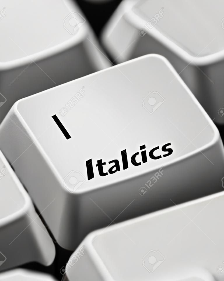 Closeup of computer keyboard keys emphasizing the key  I and Italics