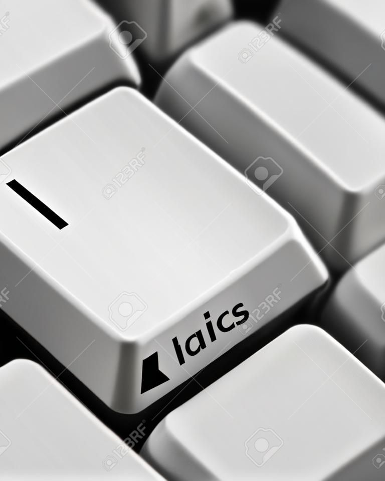 Closeup of computer keyboard keys emphasizing the key  I and Italics