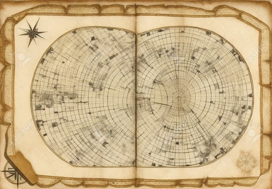 mapa de navegação velho no pergaminho antigo com espaço para escrever