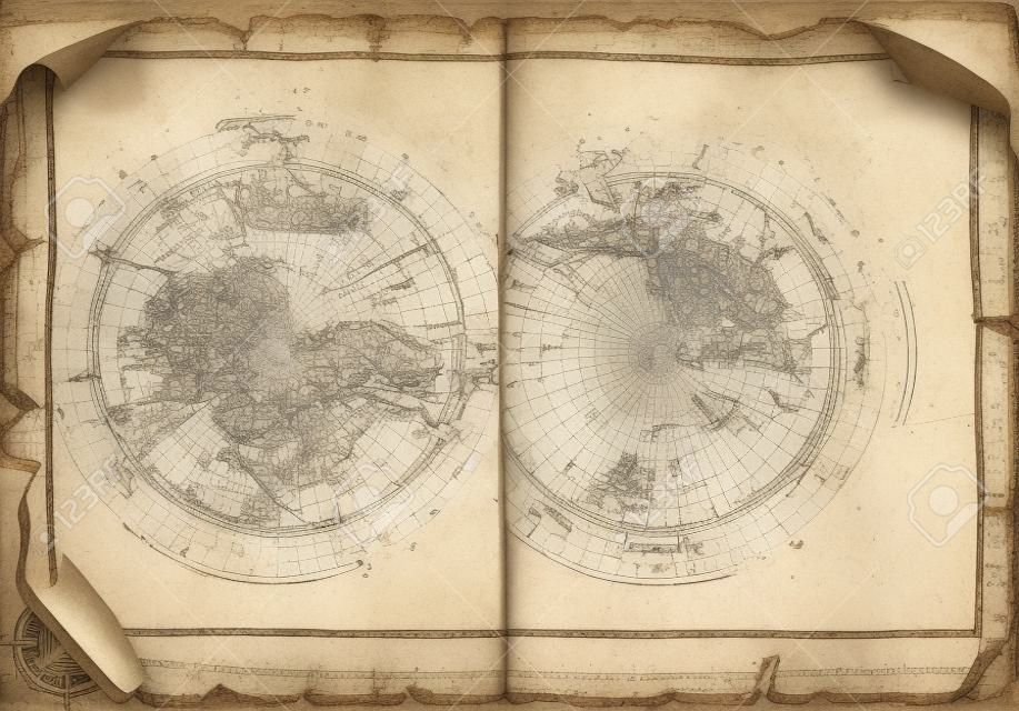 old navigation map on ancient parchment with space for writing
