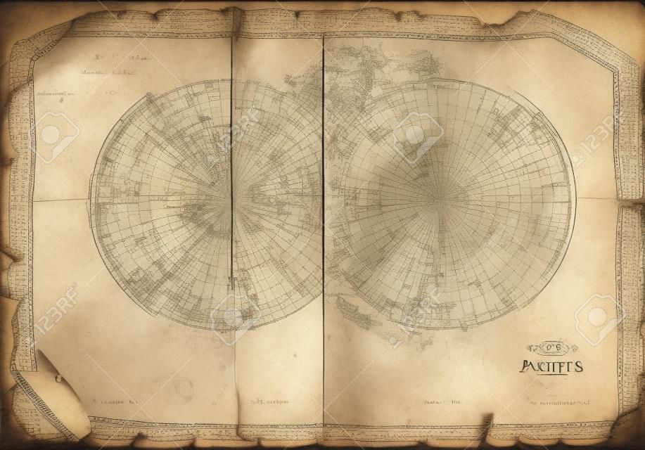 old navigation map on ancient parchment with space for writing