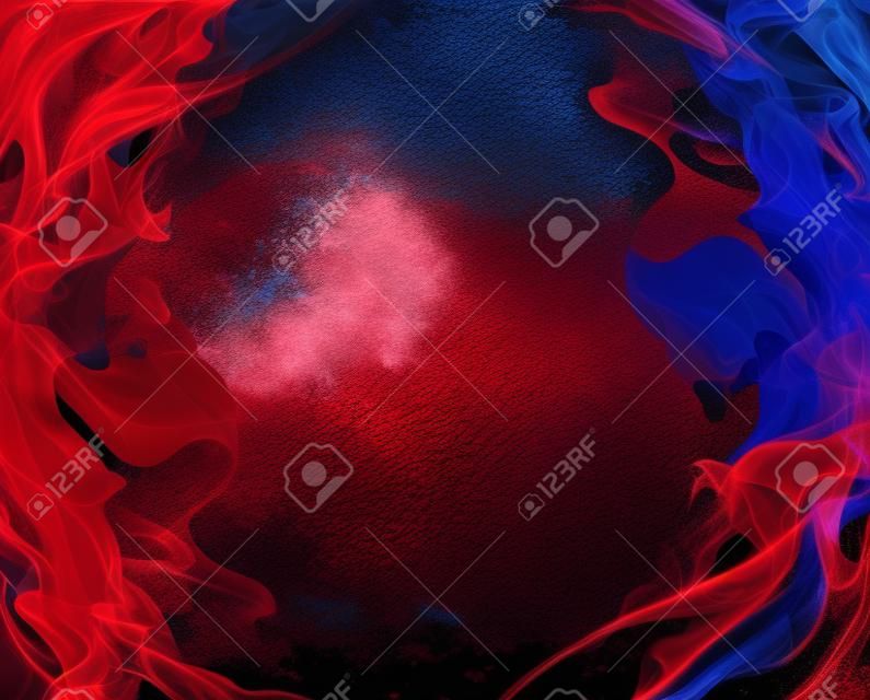 Fumaça vermelha e azul, ilustração de arte vetorial.