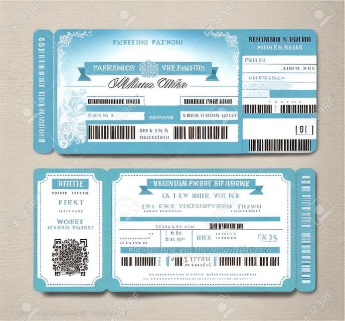 Boarding Pass Ticket Modèle d'invitation de mariage