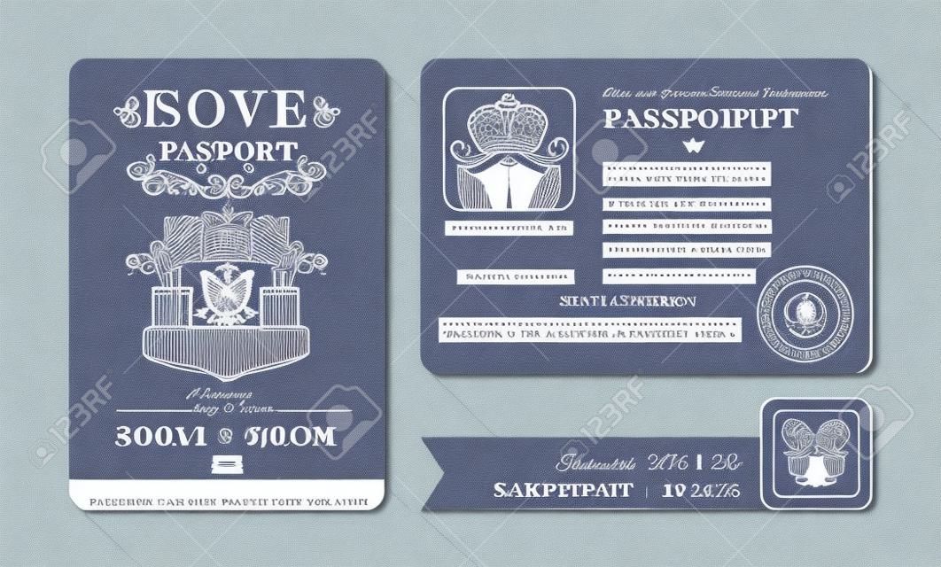 Pasaport Düğün Davetiye tasarım şablonu