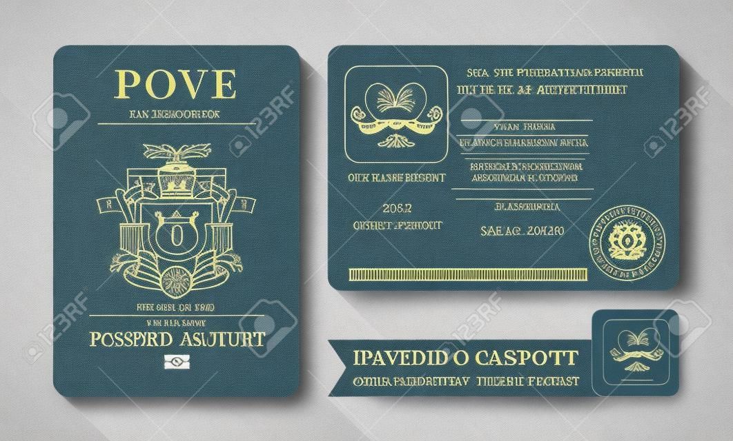 Zaproszenie na ślub karty, paszport szablon projektu