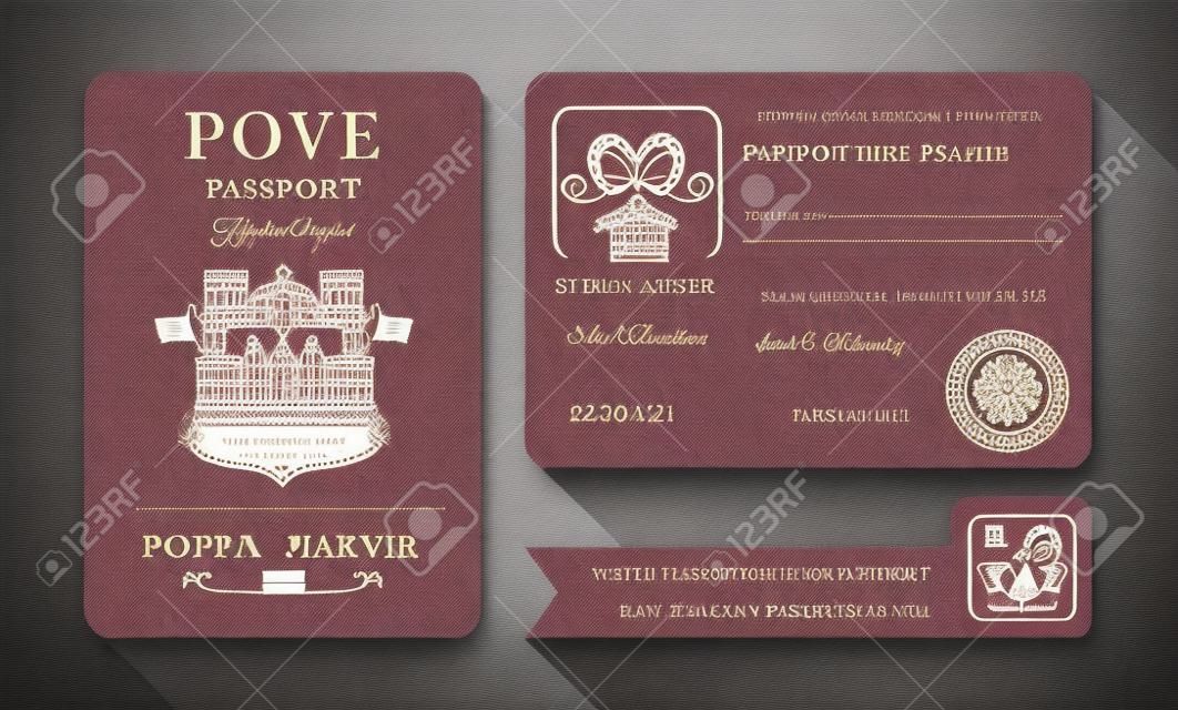 Шаблон паспорта Свадебный Пригласительный билет