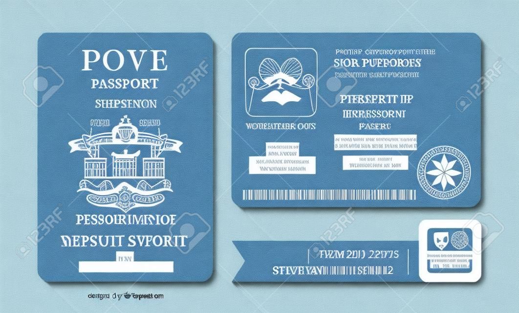 Pasaport Düğün Davetiye tasarım şablonu