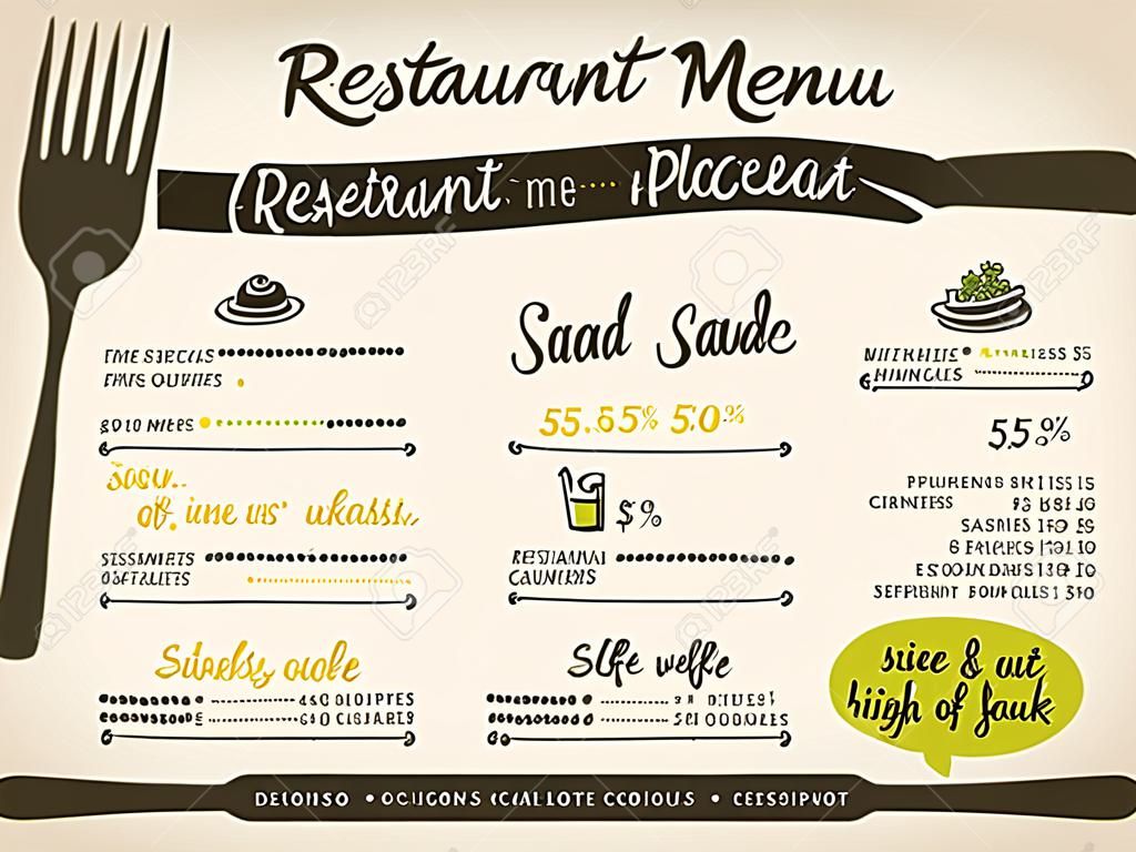 餐廳餐墊菜單設計模板佈局