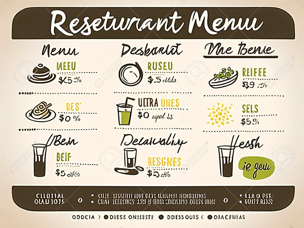 餐廳餐墊菜單設計模板佈局