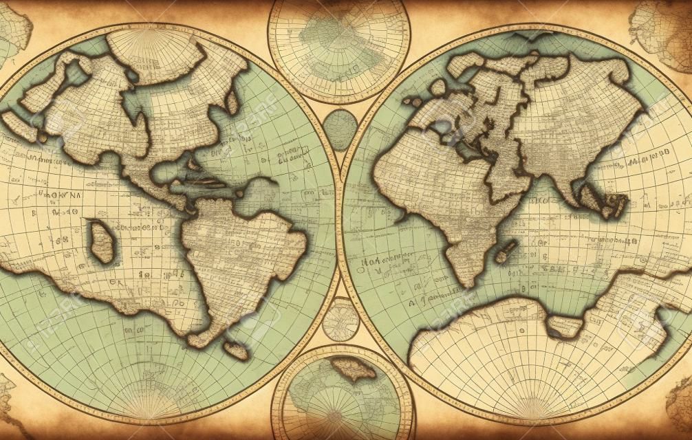 Vecchia mappa del mondo - concetto di design vintage
