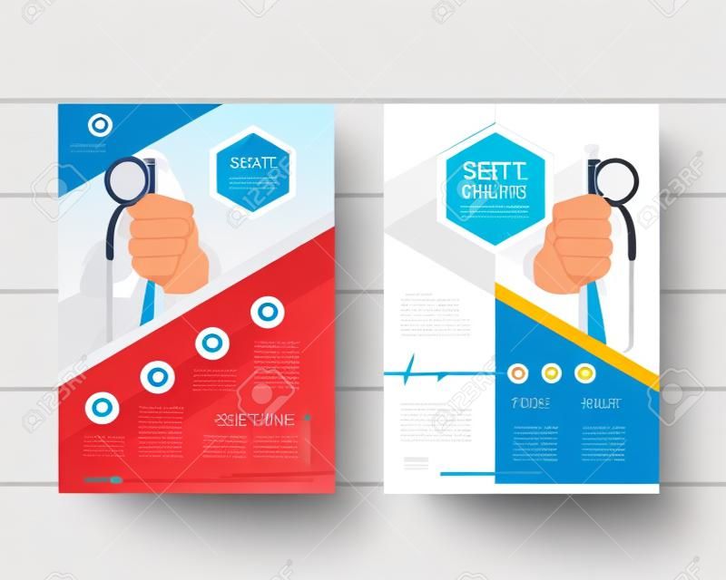 Set Medicine and science , annual report, flyer design templates design and flat icons.  healthcare, pharmacy presentation, document cover and and presentation vector illustration